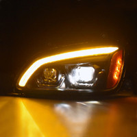 Kenworth T660 Blackout Halogen Projector Headlight With LED Sequential Turn Signal - Thumbnail