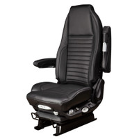 Black Leather & Stitching Highback Semi Truck Seat default