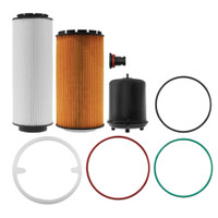 Paccar MX13 EPA17 Fuel Filter Kit Includes:  (1) Single-use oil pan plug (1) 40-micron oil filter (1) 4-micron fuel filter (1) Centrifugal oil filter (3) O-rings