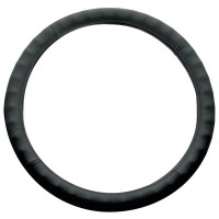 Universal 18" Black Leather Steering Wheel Cover