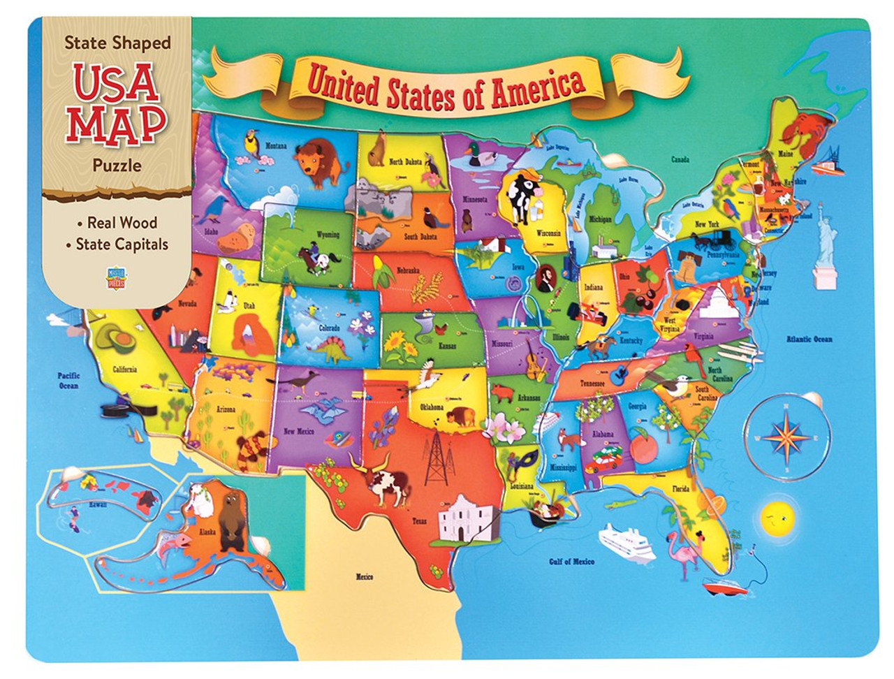 USA Map Wood Puzzle, 44pc (705988117022)
