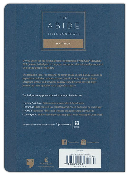NET Abide Bible Journal, PB Comfort Print, Matthew (9780785237280)