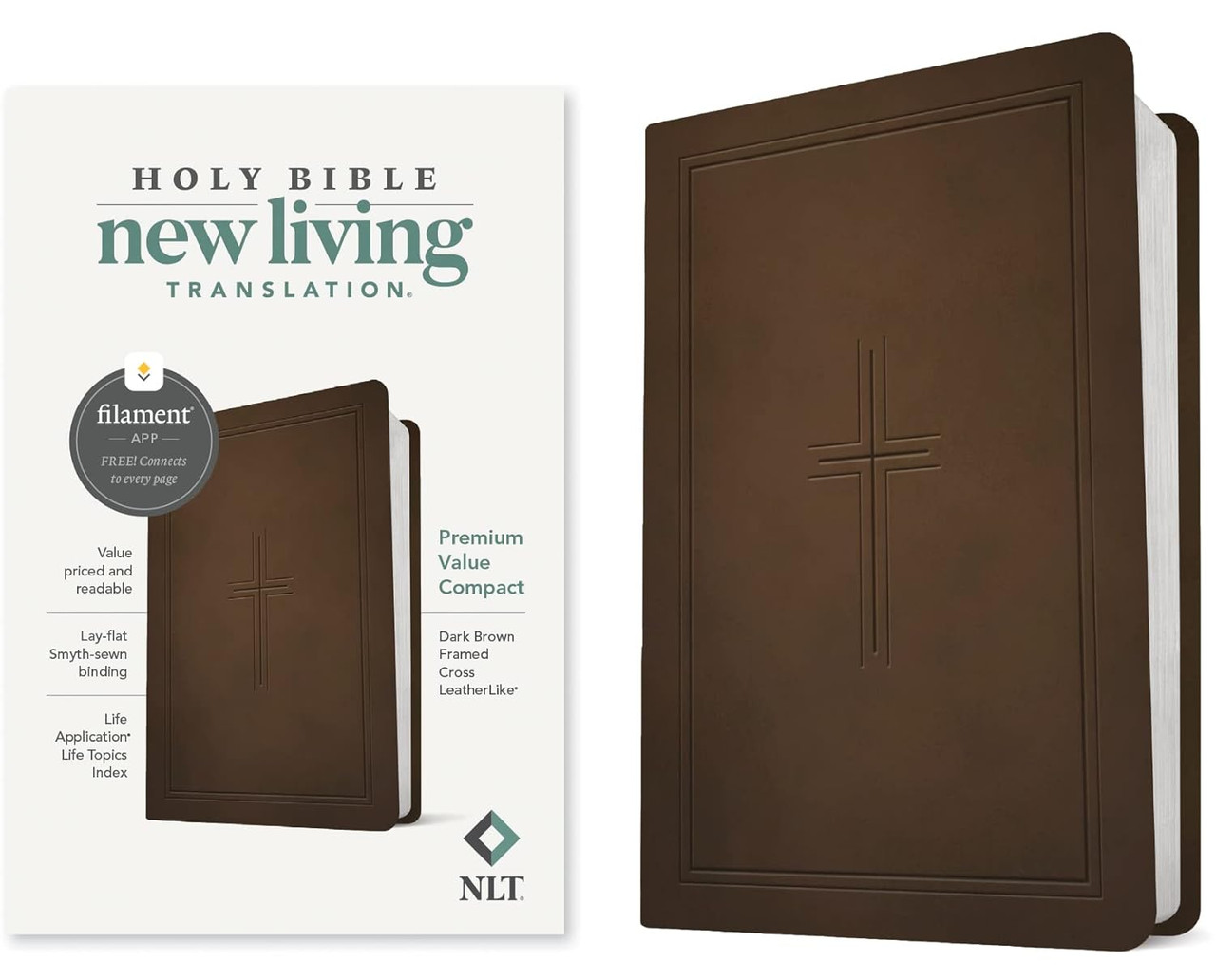 Bible - NLT Premium Value Compact Filament Enabled LeatherLike Dark ...