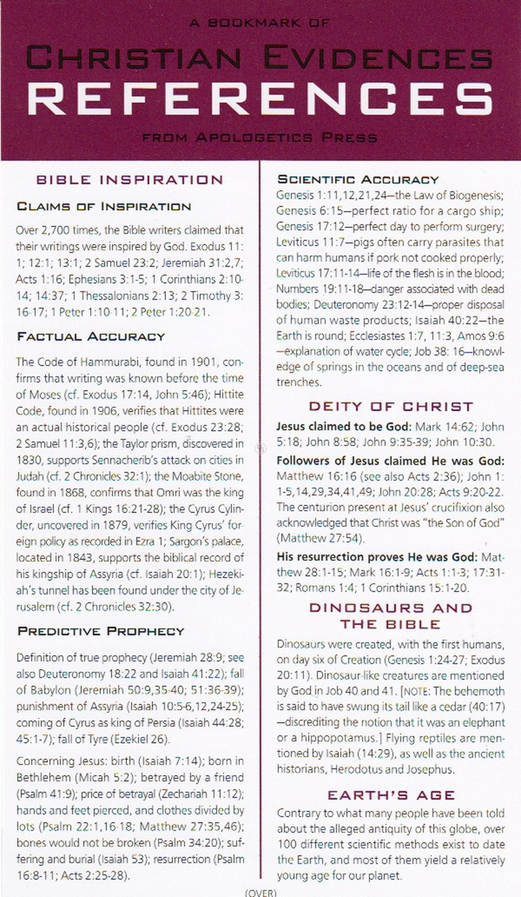 Christian Evidences Reference Cards - CEI Bookstore / Truth Publications