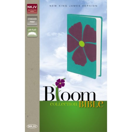Bible NKJV Compact Bloom Collection Purple Periwinkle Flax Flower  
