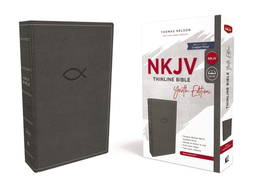 Bible NKJV Thinline Youth Edition Leathersoft Gray