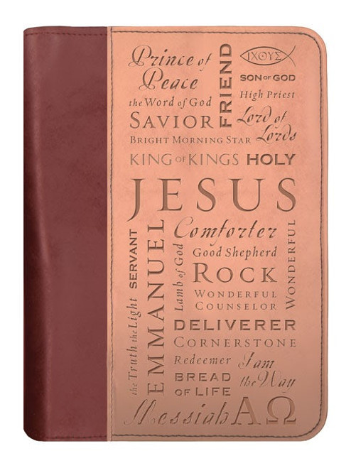 Bible Cover - Names of Jesus - Duo-Tone Brown/Tan MD Bible Cover - Names of Jesus - Duo-Tone Brown/Tan MD