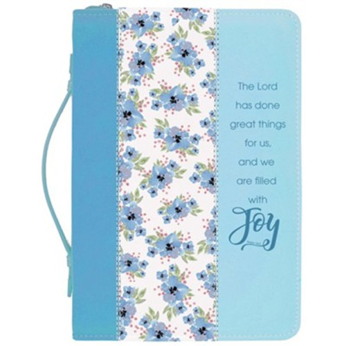 Blue Flowers Bible Cover, Large