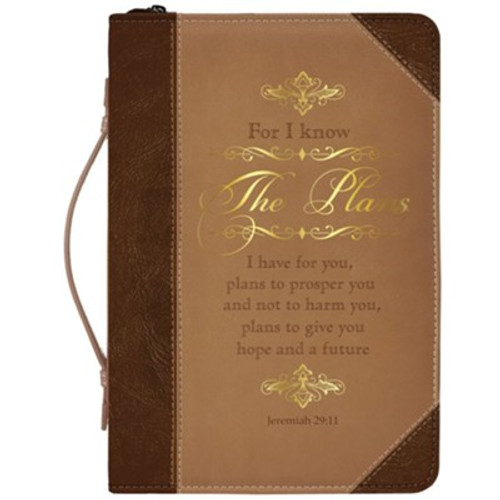 For I Know the Plans Bible Cover, Brown and Gold, Medium For I Know the Plans Bible Cover, Brown and Gold, Medium