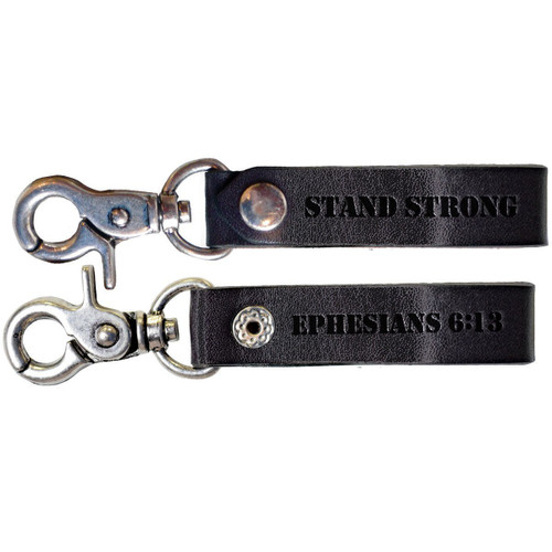 Guy's Leather Keychain - Stand Strong