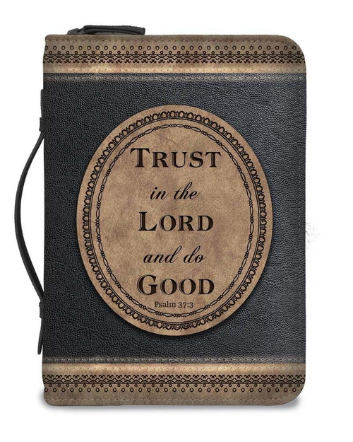 Bible Cover: Brown & Black Trust (M)