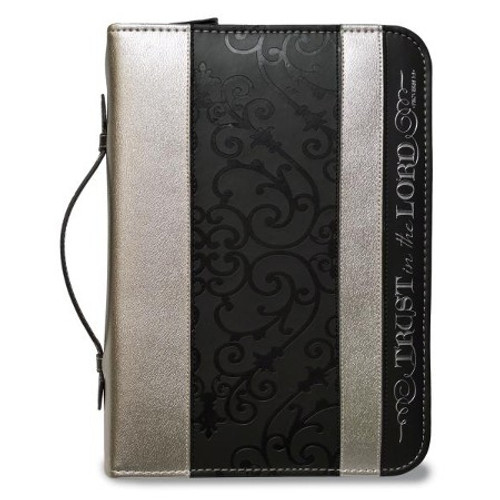 Bible Cover: Black and Silver, Black and Silver (M)