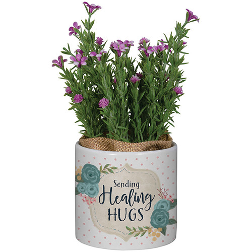 "Healing Hugs" Planter With Artificial Flowers