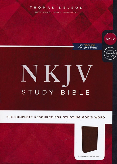NKJV Comfort Print Study Bible, Imitation Leather, mahogany
