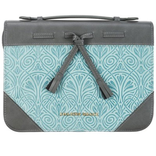 Amazing Grace Bible Cover, Gray, Teal, Large Amazing Grace Bible Cover, Gray, Teal, Large