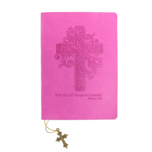 Journal - Pink Cross w/charm 