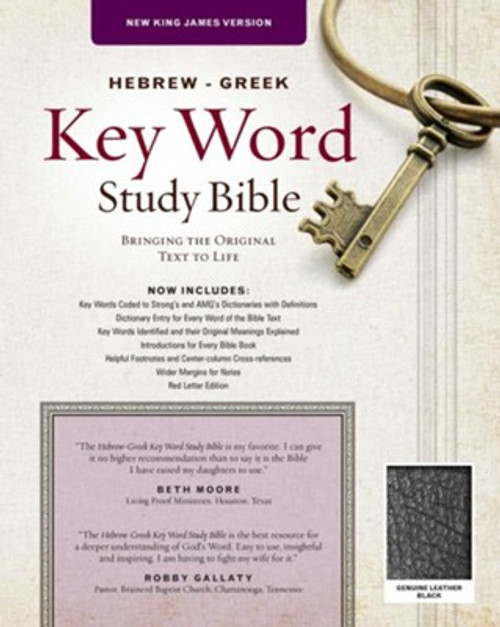 There are times when a Greek or Hebrew word has a distinct meaning that seriously affects the proper interpretation of Scripture. Unless you are familiar with these languages, you will not be able to determine what word in the original text was used or the differences between these words-until now.

The Hebrew-Greek Key Word Study Bible identifies the key words of the original languages and presents clear, precise explanations of their meaning and usage. Those who love God's Word will treasure this Bible, for it contains a whole library of biblical helps within its covers.

The Hebrew-Greek Key Word Study Bible combines essential tools for Hebrew and Greek with translations that accurately and clear. An easy-to-use style plus the benefits of the Strong's Dictionary numbering system makes this study Bible one for every student of God's Word, no matter what age.

The Hebrew-Greek Key Word Study Bible is a complete English Bible text for cross-reference study to the original languages from which the Bible was translated.