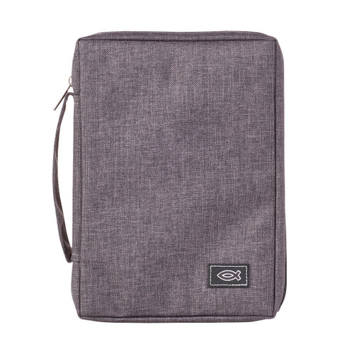 Bible Cover - Value Gray Ichthus Patch Bible Cover - Value Gray Ichthus Patch