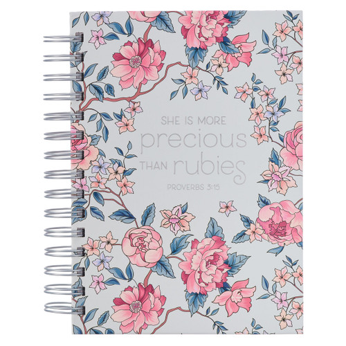 More Precious Than Rubies Pink Floral Wirebound Journal - Proverbs 5:13 More Precious Than Rubies Pink Floral Wirebound Journal - Proverbs 5:13