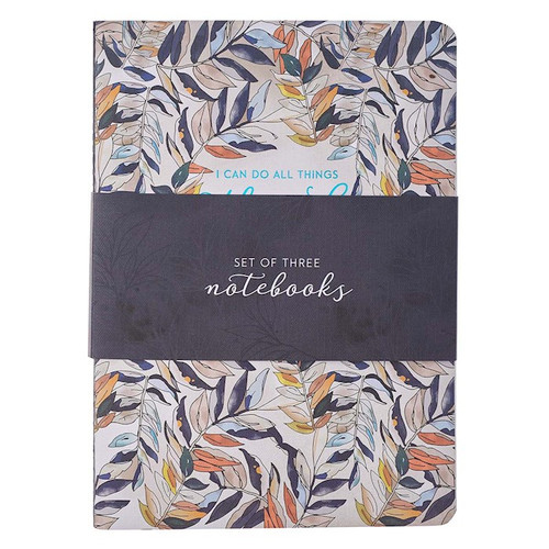 Notebook Set Large Through Christ Navy Floral (Set Of 3)  Notebook Set Large Through Christ Navy Floral (Set Of 3)