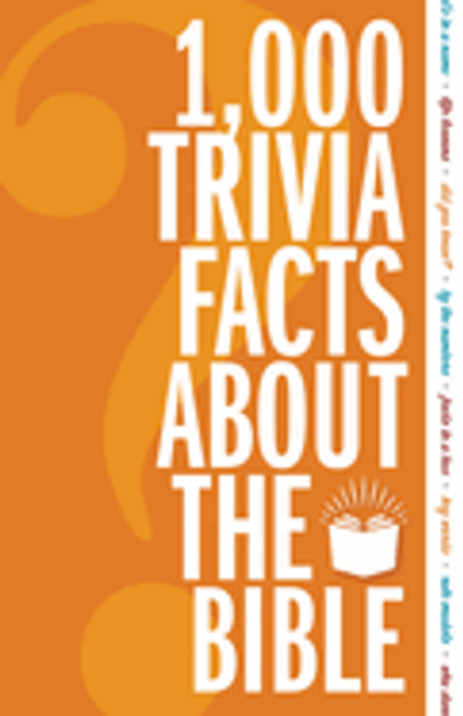 1,000 Trivia Facts About the Bible is a fun, informative, and entertaining way to see how well you know the Good Book. This trivia book is perfect for people of all ages and is a great resource for families or church groups.
Designed to be a creative way to entertain and educate both kids and adults, this Bible trivia book will make learning a treat. Packed with facts and trivia from both the Old and New Testaments, it's a perfect tool to build your own Bible trivia quizzes or keep the kids engaged during road trips.
Inside this Bible trivia book you'll discover questions such as:
Which king of Judah had Jeremiah thrown into a cistern?
When I speak in the tongues of men and angels, I only sound like a resounding gong or a clanging symbol. What am I missing?
David is fleeing from you when he writes "Lord, how many are my foes!" Who are you?
Out of all the tribes of Israel, ours is the only one with land on both sides of the Jordan River! Who are we?
Organized by books of the Bible, this affordable trivia book is great for anyone interested in the Bible, small groups and youth groups, and homeschoolers. 1,000 Trivia Facts About the Bible is a great resource to have in your library, an Easter basket gift, or as a perfect stocking stuffer. 1,000 Trivia Facts About the Bible is a fun, informative, and entertaining way to see how well you know the Good Book. This trivia book is perfect for people of all ages and is a great resource for families or church groups.
Designed to be a creative way to entertain and educate both kids and adults, this Bible trivia book will make learning a treat. Packed with facts and trivia from both the Old and New Testaments, it's a perfect tool to build your own Bible trivia quizzes or keep the kids engaged during road trips.
Inside this Bible trivia book you'll discover questions such as:
Which king of Judah had Jeremiah thrown into a cistern?
When I speak in the tongues of men and angels, I only sound like a resounding gong or a clanging symbol. What am I missing?
David is fleeing from you when he writes "Lord, how many are my foes!" Who are you?
Out of all the tribes of Israel, ours is the only one with land on both sides of the Jordan River! Who are we?
Organized by books of the Bible, this affordable trivia book is great for anyone interested in the Bible, small groups and youth groups, and homeschoolers. 1,000 Trivia Facts About the Bible is a great resource to have in your library, an Easter basket gift, or as a perfect stocking stuffer.