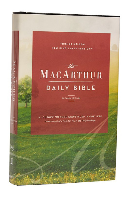 Take a tour through the Bible with pastor-teacher John MacArthur—unleashing God's truth, one verse at a time.TMThe MacArthur Daily Bible takes a portion of the Old Testament, New Testament, Psalms, and Proverbs for each day of the year, with daily comments that guide and inform you as you read through the Bible in a year. John MacArthur's insight maximizes the benefit of each day's reading. If a commitment to daily Bible reading never worked for you before, this is the answer. With John at your side, there'll be no such thing as a tough portion of Scripture.Features include:Complete New King James Version in daily text portionsDaily reader's notes from the MacArthur Study Bible, second edition52 key passages of the Bible for memorizationPortable edition that is one inch thickExclusive use of MacArthur's notes from the second edition of the MacArthur Study BibleDaily use Bible for personal devotions Take a tour through the Bible with pastor-teacher John MacArthur—unleashing God's truth, one verse at a time.TMThe MacArthur Daily Bible takes a portion of the Old Testament, New Testament, Psalms, and Proverbs for each day of the year, with daily comments that guide and inform you as you read through the Bible in a year. John MacArthur's insight maximizes the benefit of each day's reading. If a commitment to daily Bible reading never worked for you before, this is the answer. With John at your side, there'll be no such thing as a tough portion of Scripture.Features include:Complete New King James Version in daily text portionsDaily reader's notes from the MacArthur Study Bible, second edition52 key passages of the Bible for memorizationPortable edition that is one inch thickExclusive use of MacArthur's notes from the second edition of the MacArthur Study BibleDaily use Bible for personal devotions