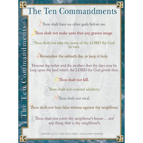 Wall Chart - Ten Commandments KJV - Laminated Wall Chart - Ten Commandments KJV - Laminated