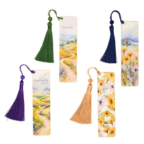 This 4-piece "Fearfully and Wonderfully Made" Christian bookmark set features beautifully crafted designs inspired by Psalm 139:14. These bookmarks serve as a constant reminder of God's unique creation and purpose for each of us. Perfect for marking your place in books or Bibles, they are both functional and spiritually uplifting. Ideal for personal use or as a meaningful gift, these bookmarks celebrate the beauty of God's handiwork.