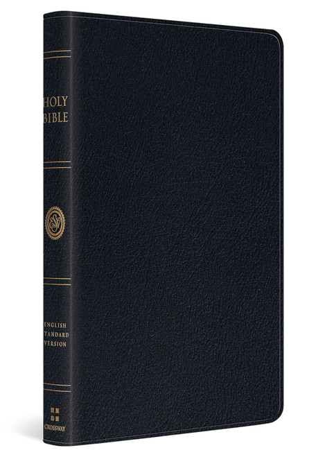 This edition of the ESV Thinline Bible features the words of Christ in red, a ribbon marker, and gilding. At one inch thick, this classic edition is ideal for use at home and on the go.

1" Thick: Portable size for easier carrying
Quality Production: Features a genuine-leather cover, gilding, a ribbon marker, and a lifetime guarantee
Red Letter: Words of Christ in red
Additional Content: Concordance and maps