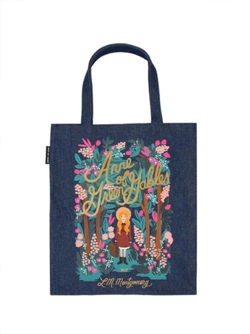 "Looking forward to things is half the pleasure of them." This Anne of Green Gables design is part of the Puffin in Bloom collection - illustrations by Anna Bond. Art (c) 2019 Anna Bond. TM 2019 PRH LLC. Product Details - Dark blue denim - Inner pocket - Flat tote - 14" w x 15.25" h - 9" denim strap (hanging) - Made in the USA