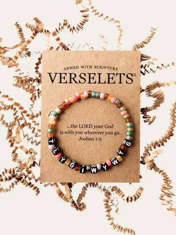 One letter for each word in the verse…on a bracelet! Verselets® help with scripture memorization and keep our minds focused on Him. This Verselet® features the reminder: “The Lord your God is with you wherever you go.” (Joshua 1:9) and comes with a corresponding Memory Card.