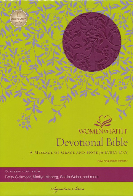 NKJV Women of Faith Devotional Bible, Plum, Leathersoft