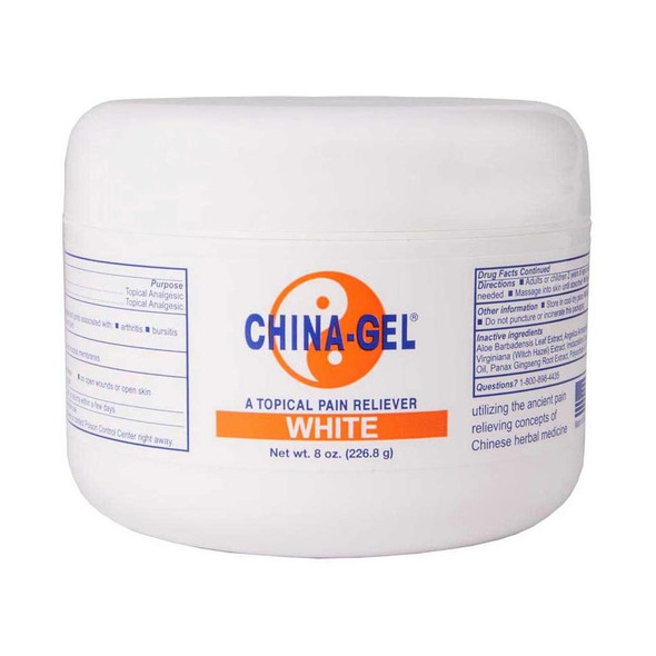 China-Gel Topical Pain Reliever 8 oz Jar White (d)