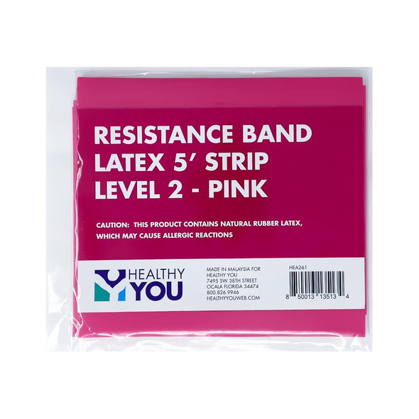 Healthy You Latex Resistance Band 5' Band - Level 2 Pink