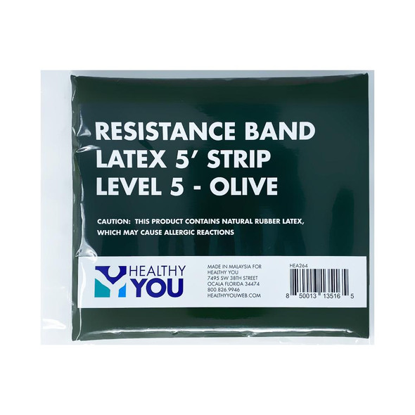 Healthy You Latex Resistance Band 5' Band - Level 5 Olive