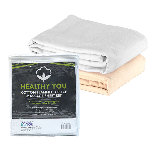 Healthy You Cotton Flannel 3-Piece Massage Sheet Set