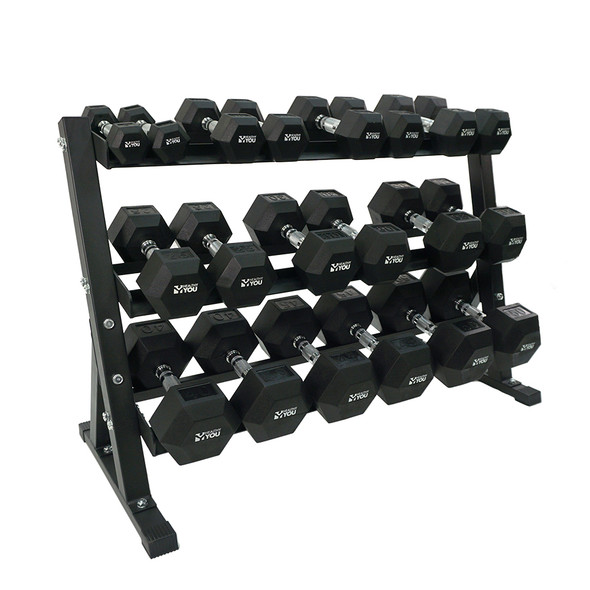 Healthy You Rubber Hex Chrome Dumbbell Complete Package Set 2 Each Of 5-50 lbs With Rack Healthy You Rubber Hex Chrome Dumbbell Complete Package Set 2 Each Of 5-50 lbs With Rack