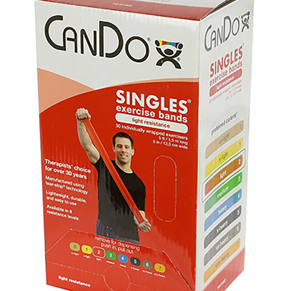 CanDo Low Powder Pre-cut Exercise Band 30/Pack 5' Length