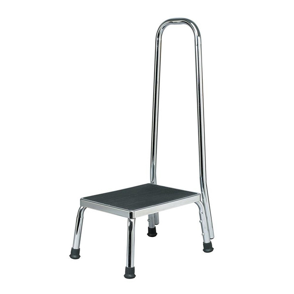 Safety Step-Up Stool with Handrail-Chrome Plated Steel