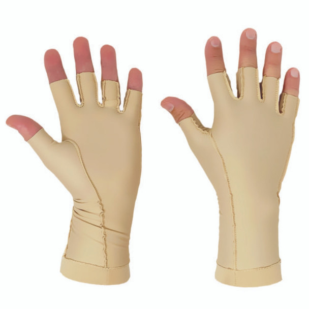 Healthy You Arthritis Compression Edema Gloves Tipless Finger / Over the Wrist Skin Tone Nude Beige 1/Pair
