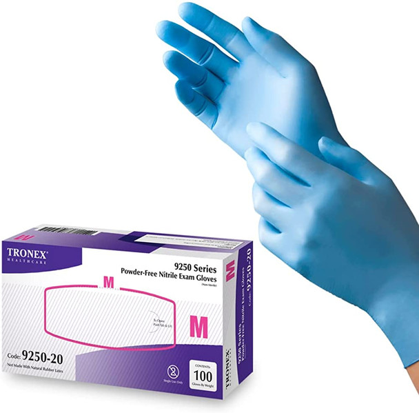 Tronex Healthcare Nitrile Powder-Free Fingertip-Textured Examination Gloves 100/Pack