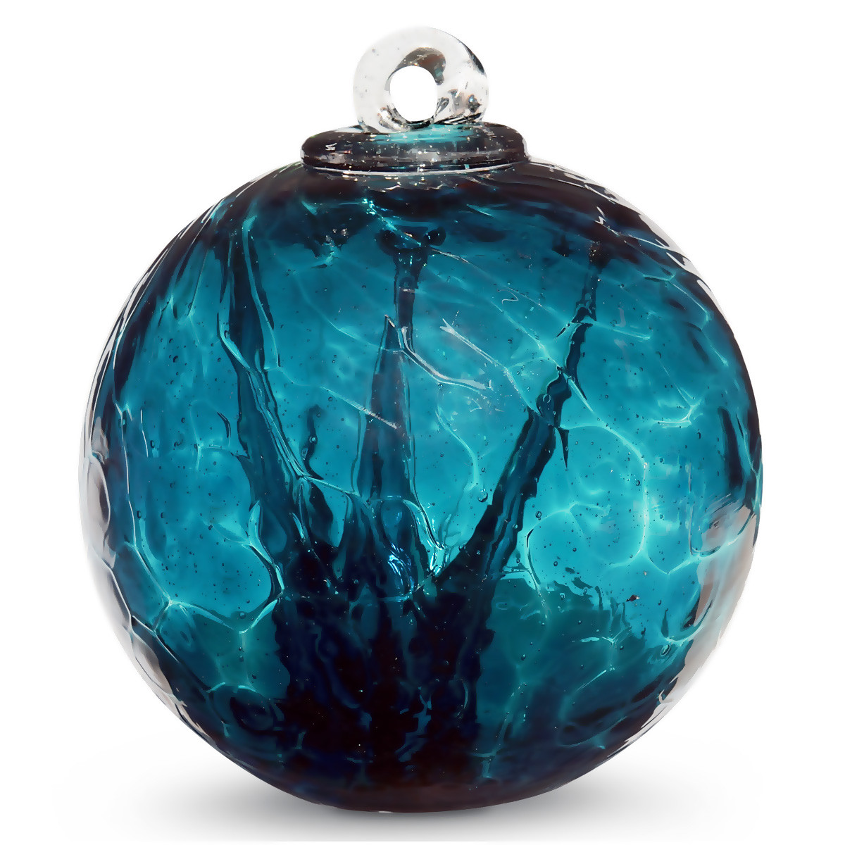 Handblown Glass Witch Ball - 4" Diameter Green & Aqua Hanging Decor (WB28) 2 thumbnail image