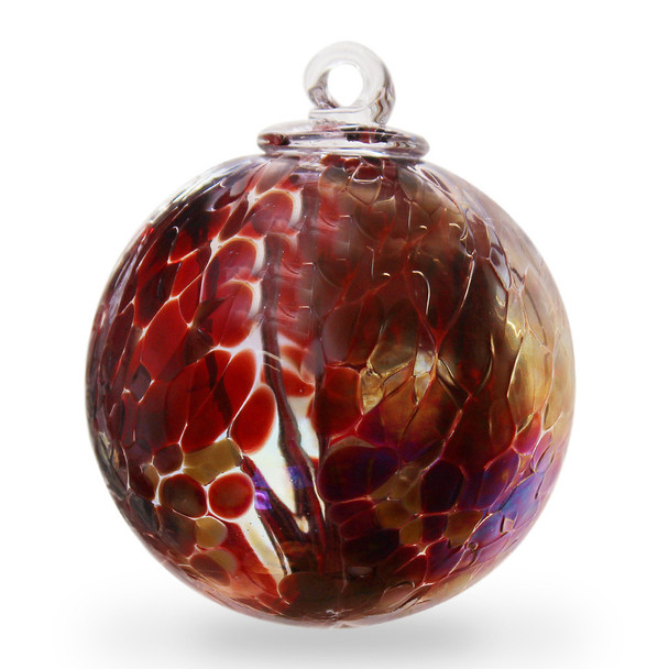 Witch Ball Ruby & Garnet Iridized