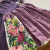 Patchwork Tablecloth Dress, S Purple Flowers Patchwork Tablecloth Dress, S Purple Flowers