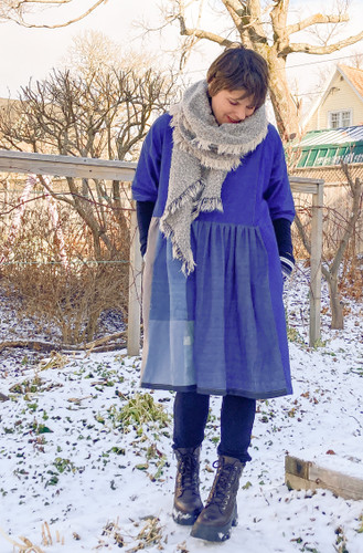 Patchwork Tablecloth Dress, M/L Storm
