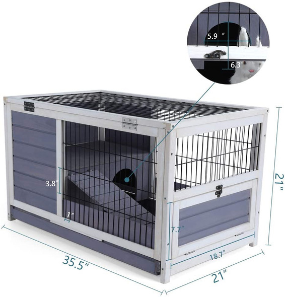 Indoor Rabbit Hutch & Hamster Cage with Hideout for Rest