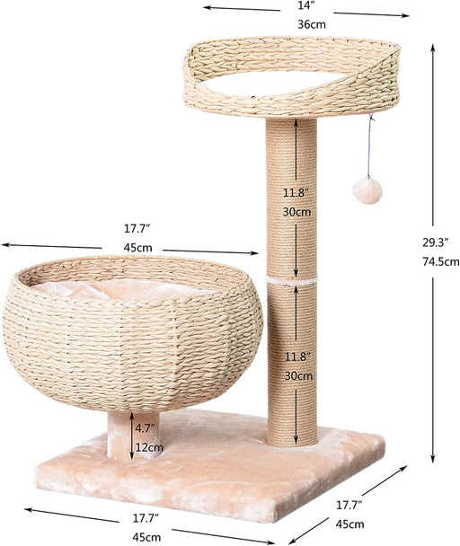 New Paper Rope Natural Bowl Shaped with Perch Cat Tree