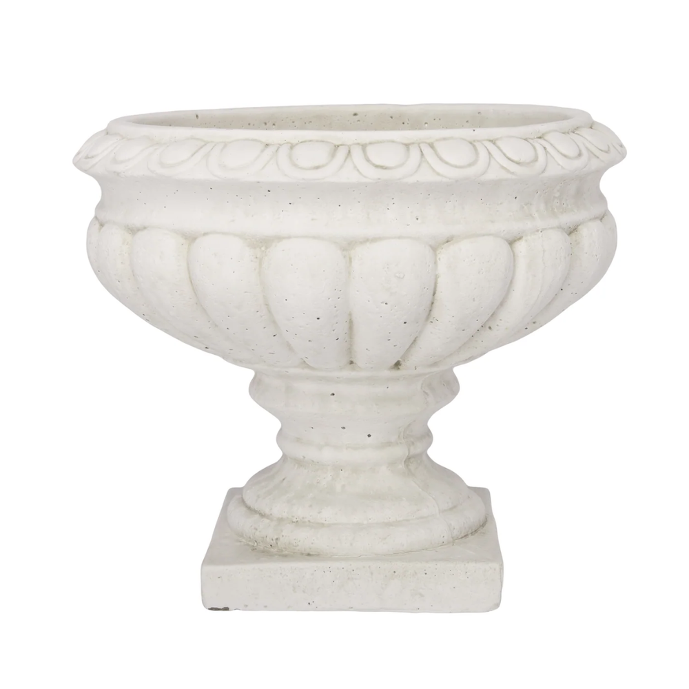 Cement Low Classic Urn Vase LG Antique White Wash — El Paso florist arrangement