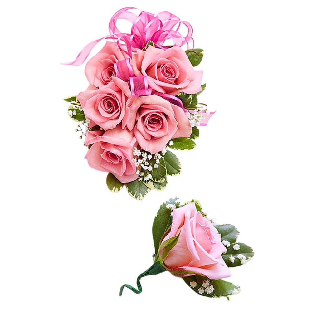 Soft Pink Spray Rose Corsage Set — El Paso florist arrangement