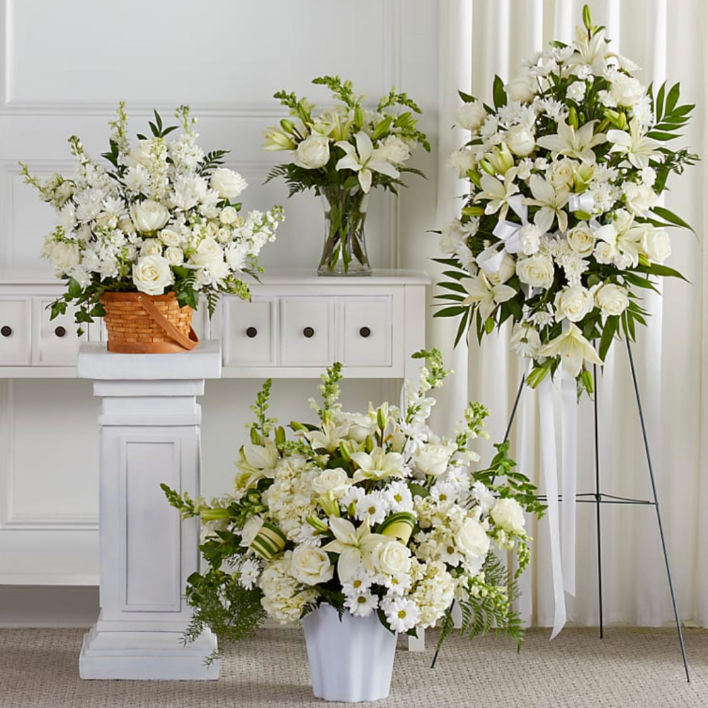 White Funeral Set — El Paso florist arrangement
